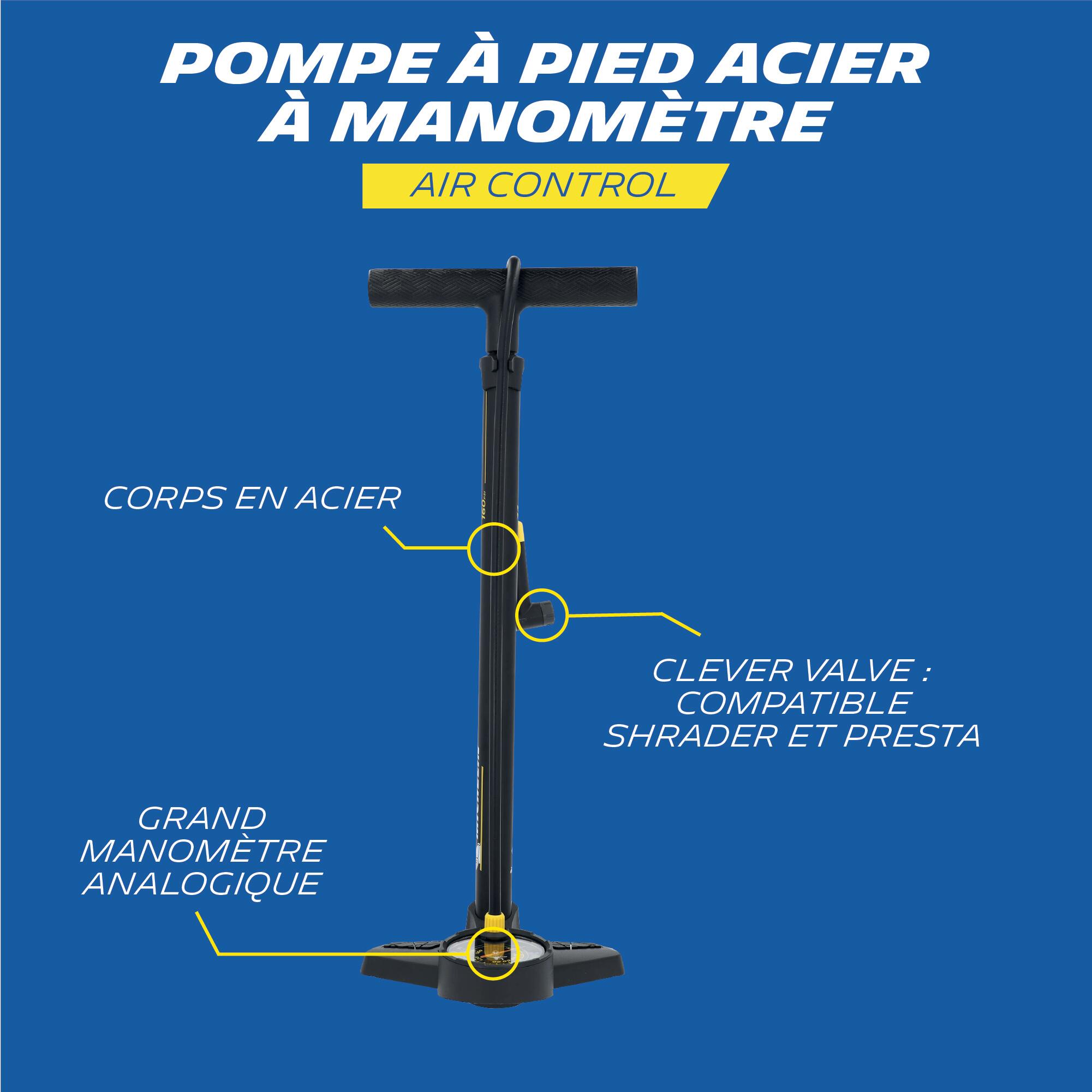 AIR CONTROL stalen fietsvoetpomp met manometer 2/7