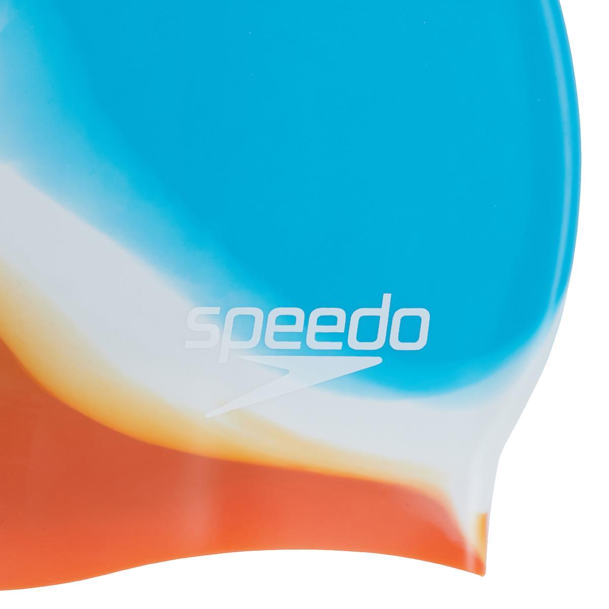Speedo Multi Colour Silicone Cap - Hypersonic Blue/ Volcanic Orange 5/5