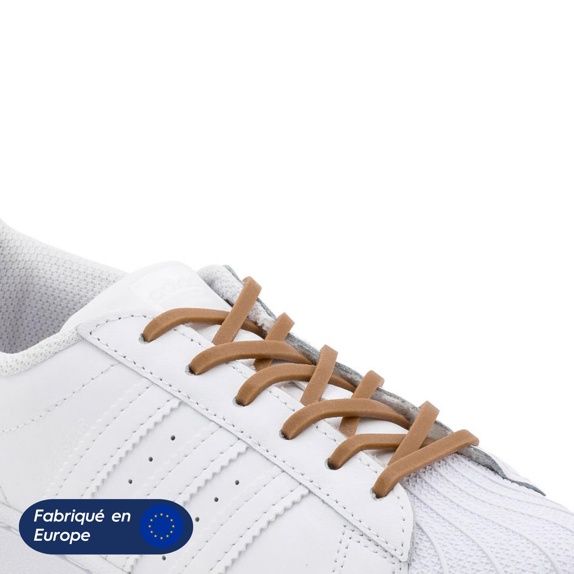 Lacets élastiques fins pour baskets sneakers silicone - marron 2/8