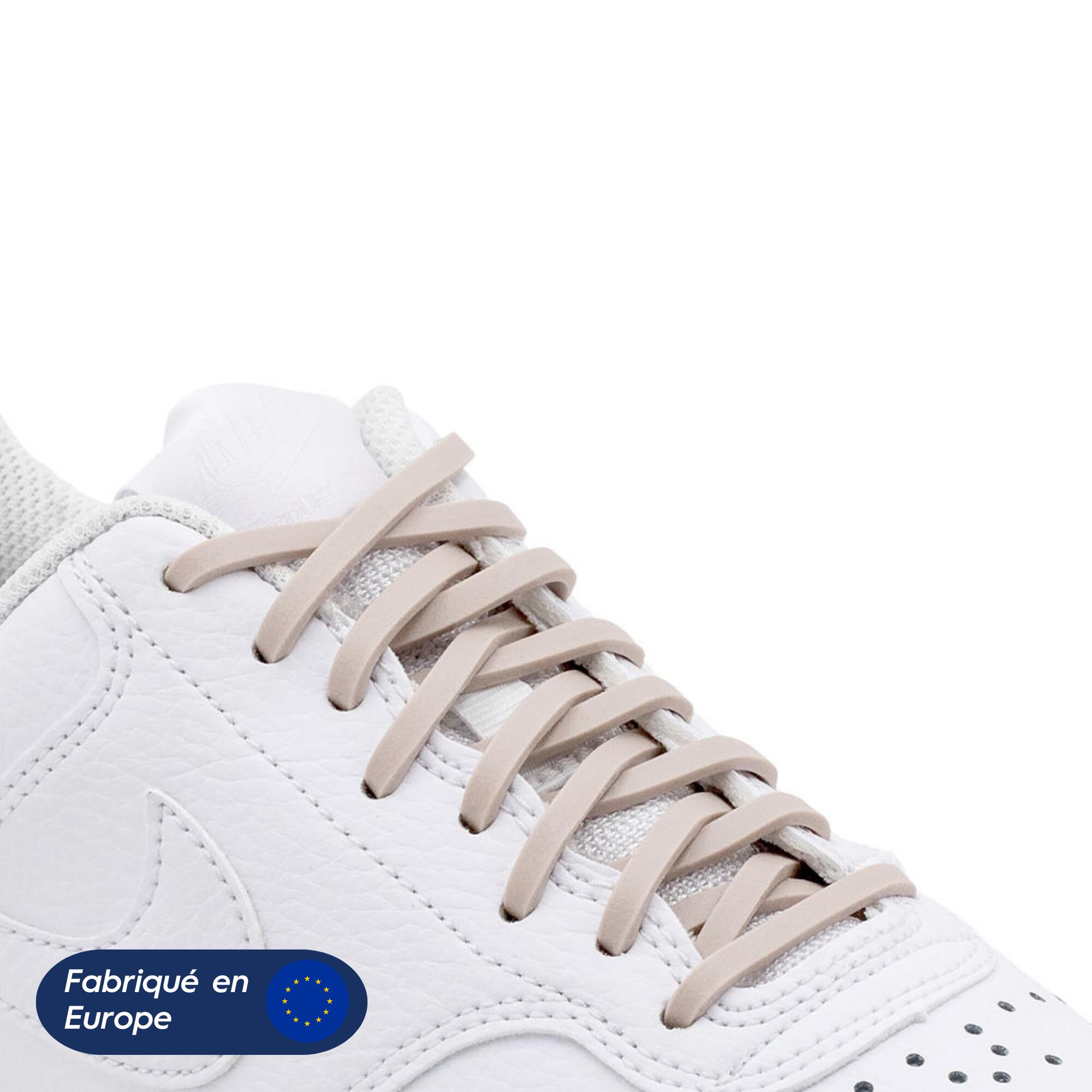 Lacets élastiques fins pour baskets sneakers silicone - vieux rose 2/8