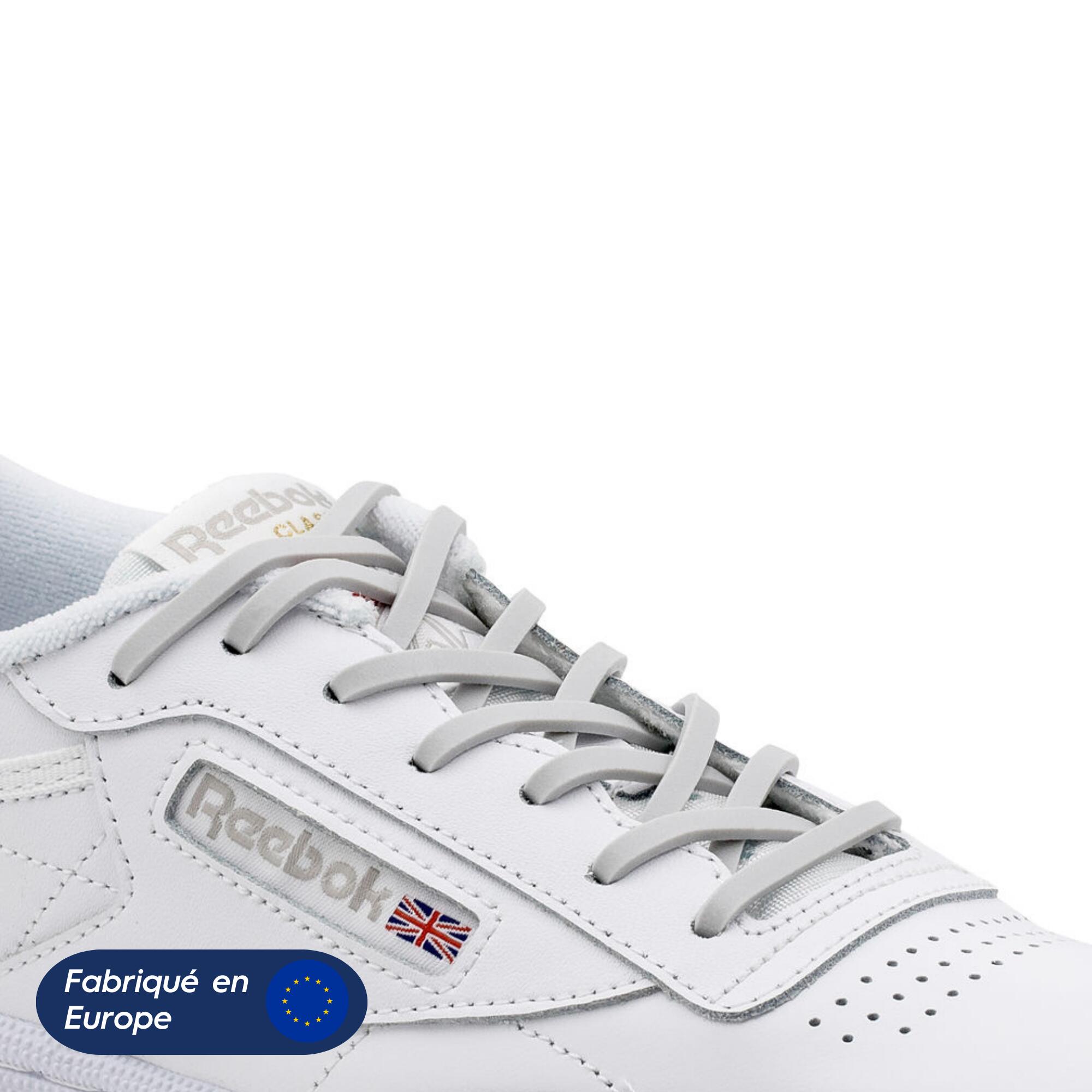Lacets élastiques fins pour baskets sneakers silicone - gris clair 2/8