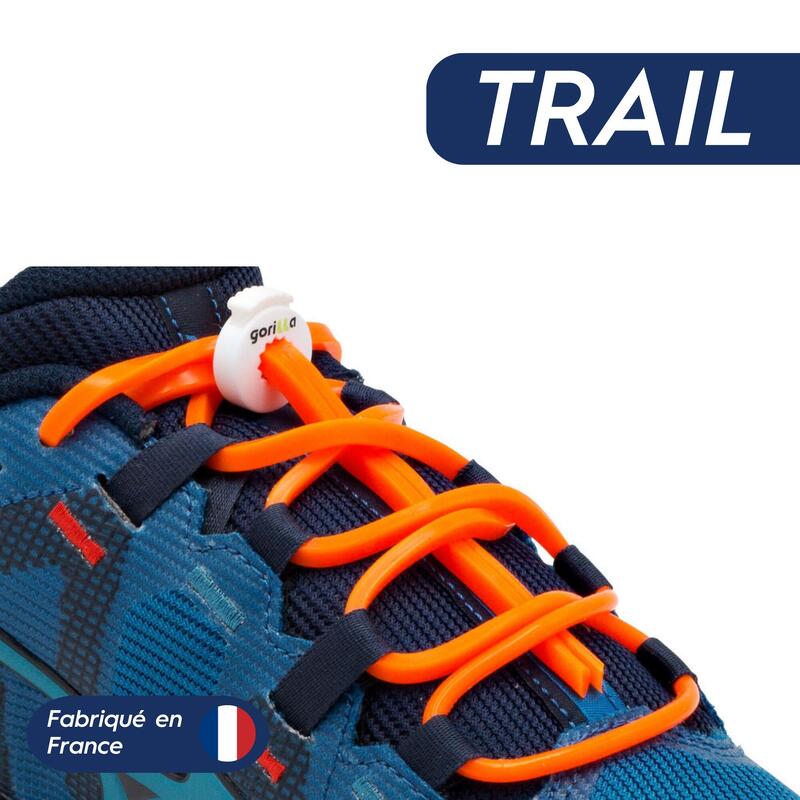 Lacets Élastiques Trail Confort Optimal en Silicone  - orange fluo