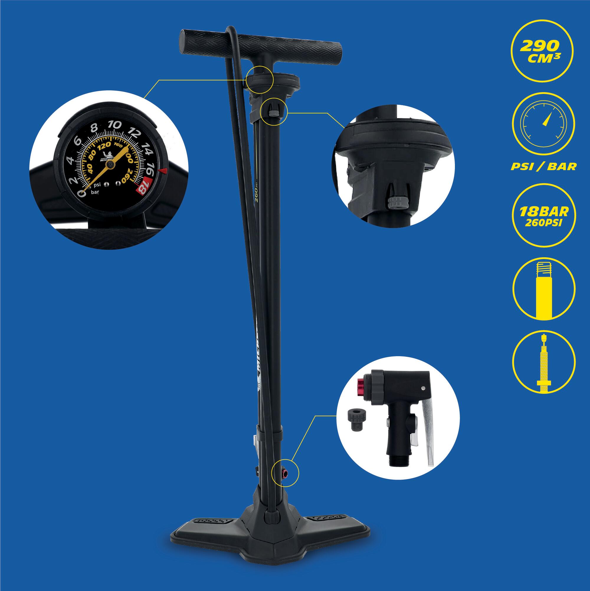 Luchttank voetpomp voor tubeless banden 18 bar/260 psi 3/7