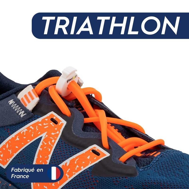 Lacets Rapide Triathlon Élastique Confort Optimal Silicone orange fluo