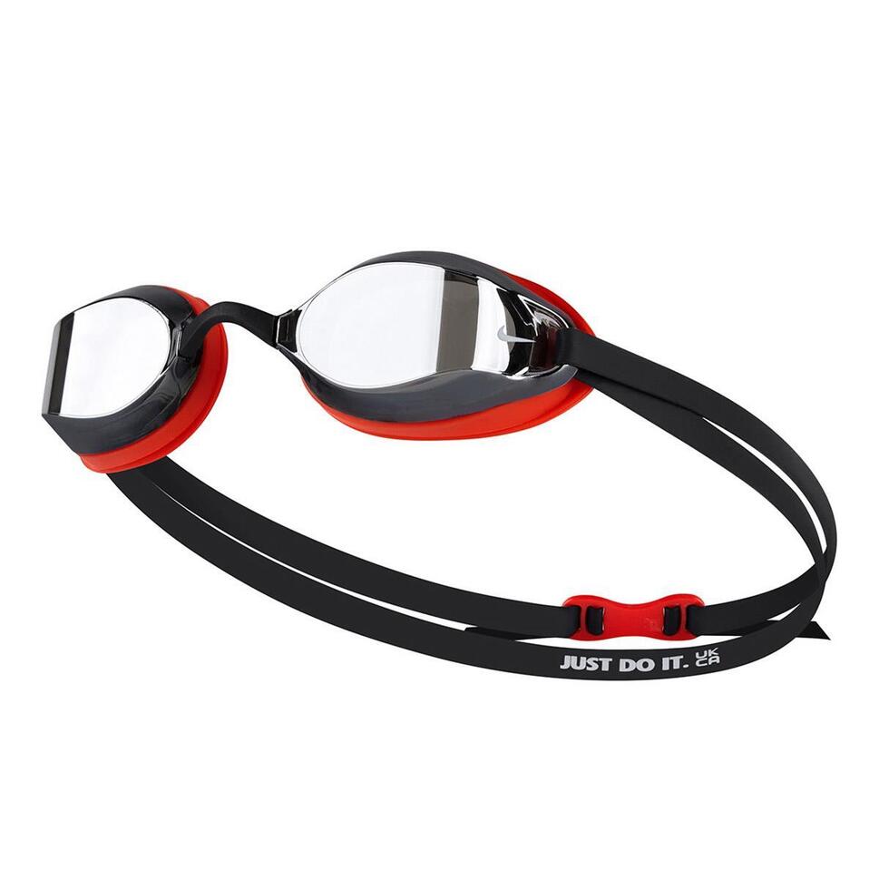 okulary pływackie lustrzane Nike Legacy - czerwono-czarne