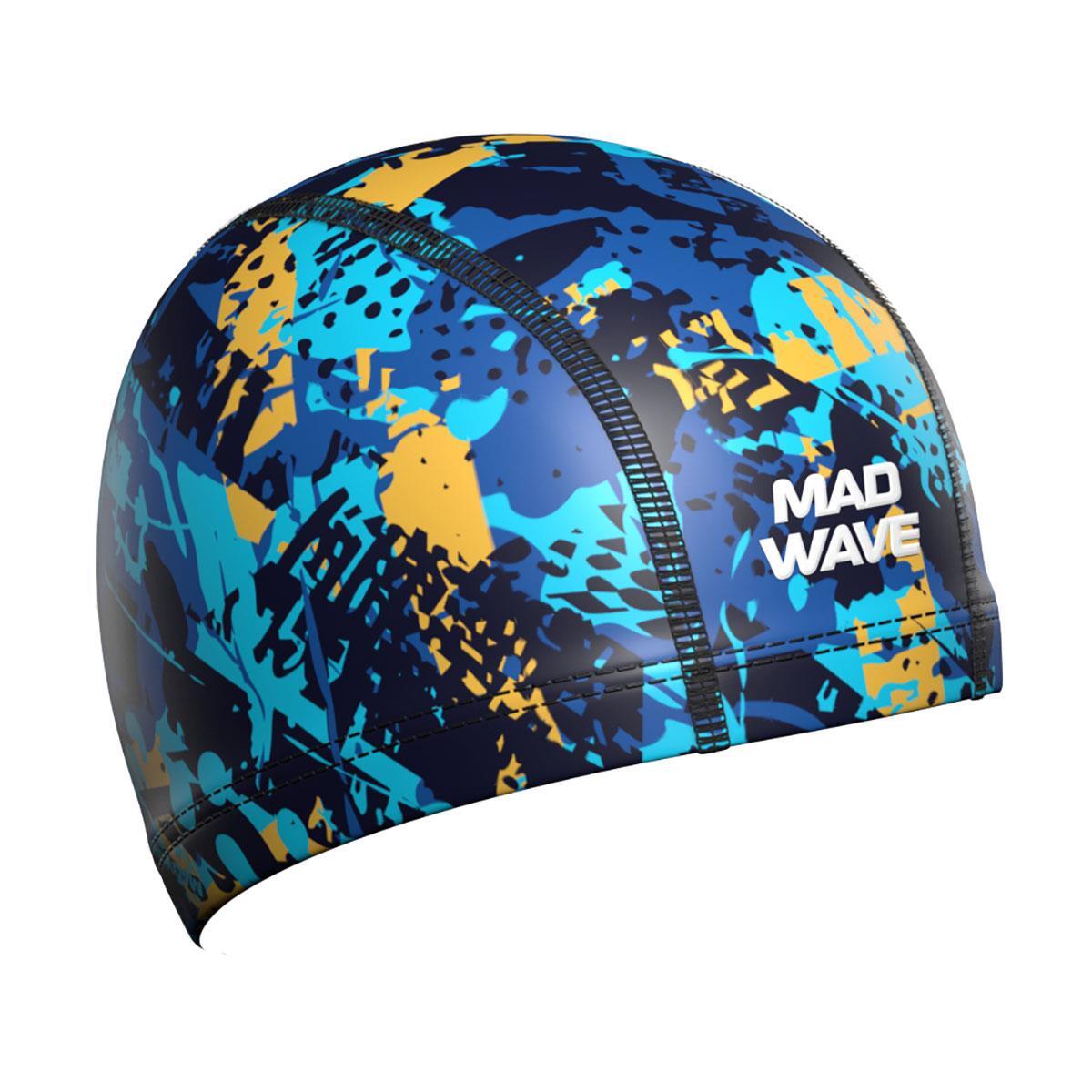 Touca de natação com estampa mad wave lycra - azul / multi