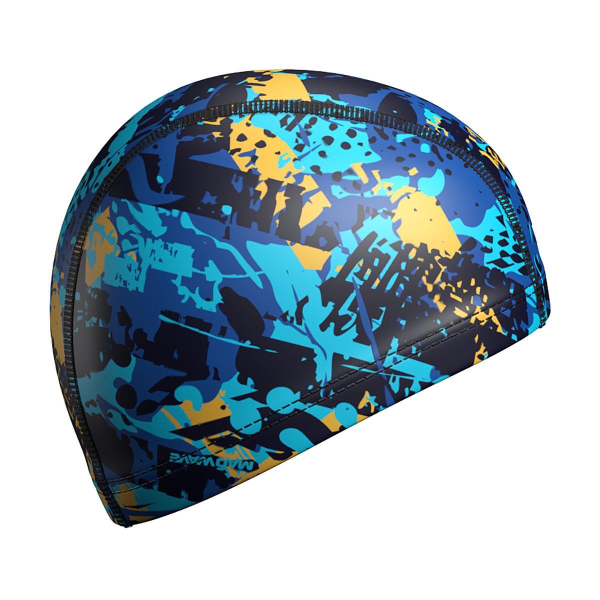 Gorro de baño estampado de licra Mad Wave - Azul/Multicolor 3/5