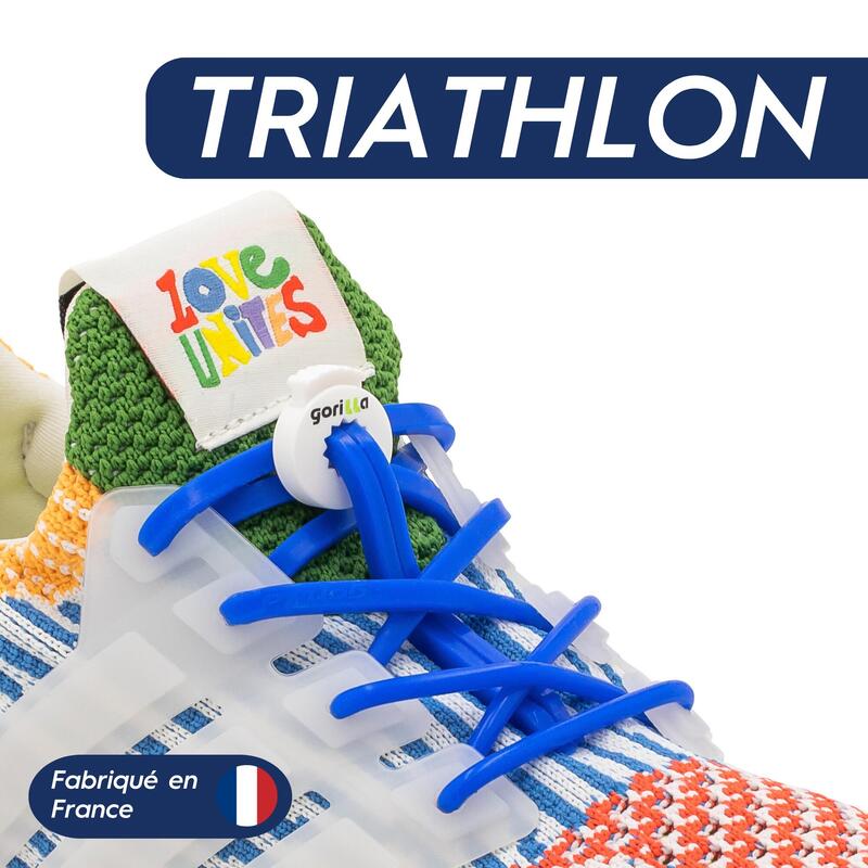 Lacets Rapide Triathlon Élastique Confort Optimal Silicone bleu roi