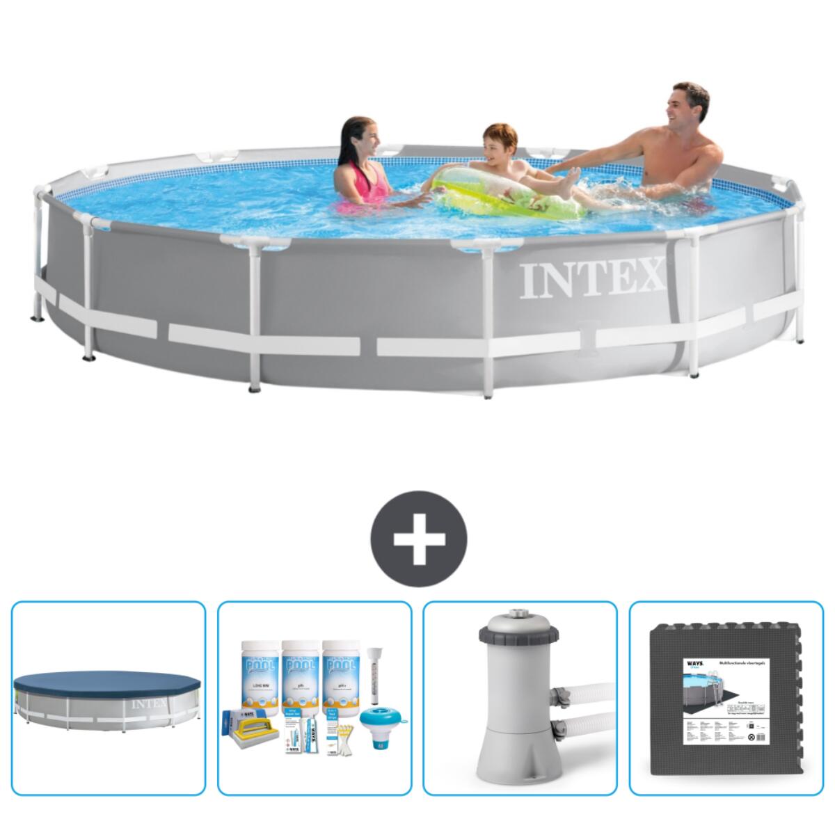 Intex - Piscine Ronde Prism Frame - 366x76 Cm + Accessoires Cb3 - Piscine - Gris - Taille Unique - Decathlon