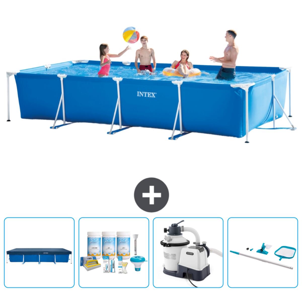 Intex - Piscine À Cadre Rectangulaire - 450x220x84 Cm + Accessoires Cb65 - Piscine - Bleu - Taille Unique - Decathlon