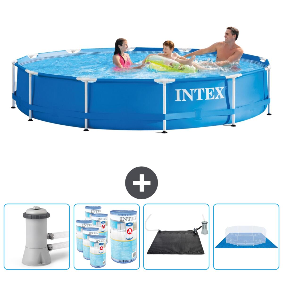 Intex - Piscine À Cadre Ronde - 366x76 Cm + Accessoires Cb91 - Piscine - Bleu - Taille Unique - Decathlon