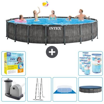 Prism frame zwembad rond - 549x122 cm + accessoires cb47