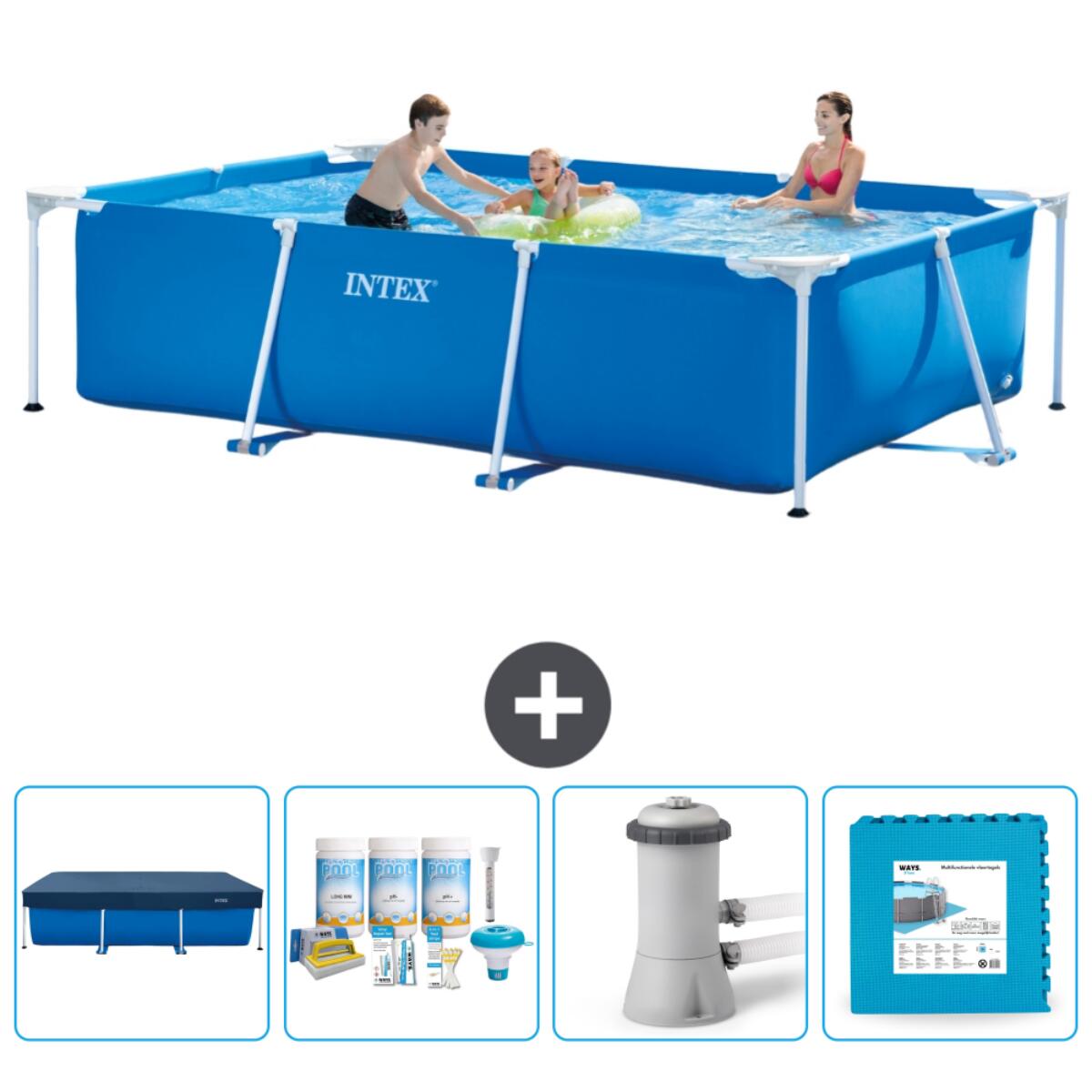 Intex - Piscine À Cadre Rectangulaire - 300x200x75 Cm + Accessoires Cb2 - Piscine - Bleu - Taille Unique - Decathlon