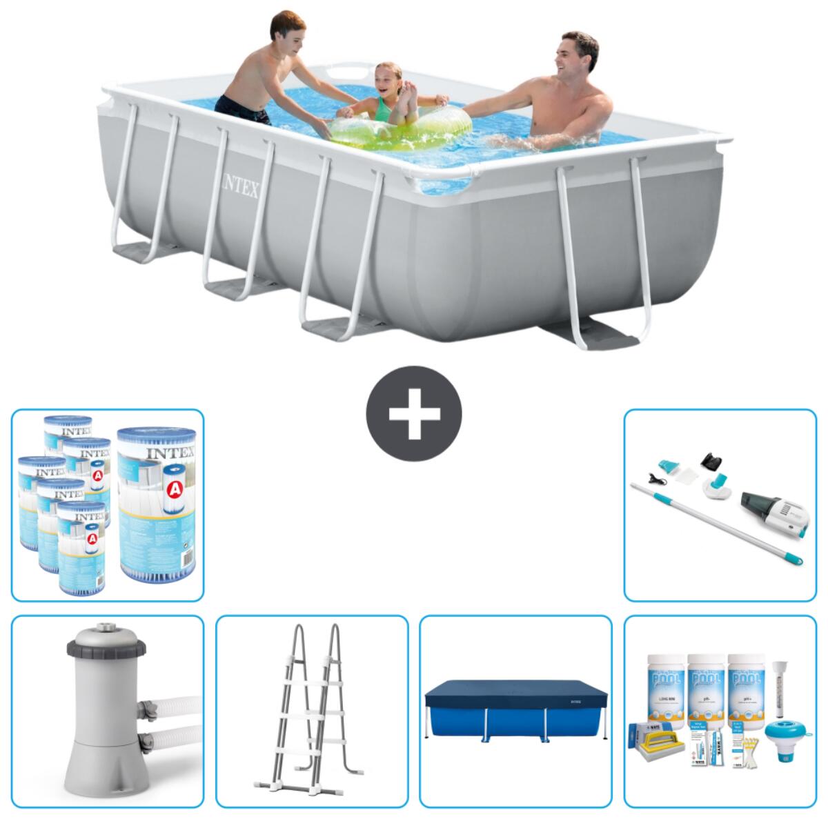Intex - Piscine Rectangulaire Prism Frame - 300x175x80 Cm + Accessoires Cb33 - Piscine - Gris - Taille Unique - Decathlon