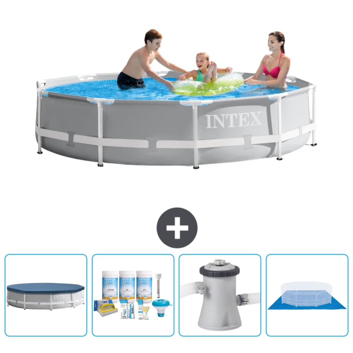 Intex - Piscine Ronde Prism Frame - 305x76 Cm + Accessoires Cb1 - Piscine - Gris - Taille Unique - Decathlon