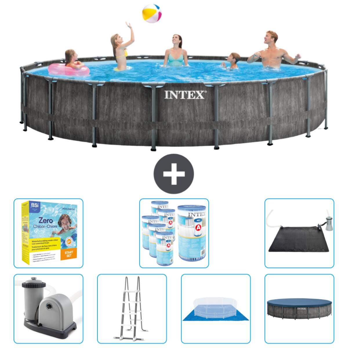 Intex - Piscine Ronde Prism Frame - 549x122 Cm + Accessoires Cb50 - Piscine - Gris - Taille Unique - Decathlon