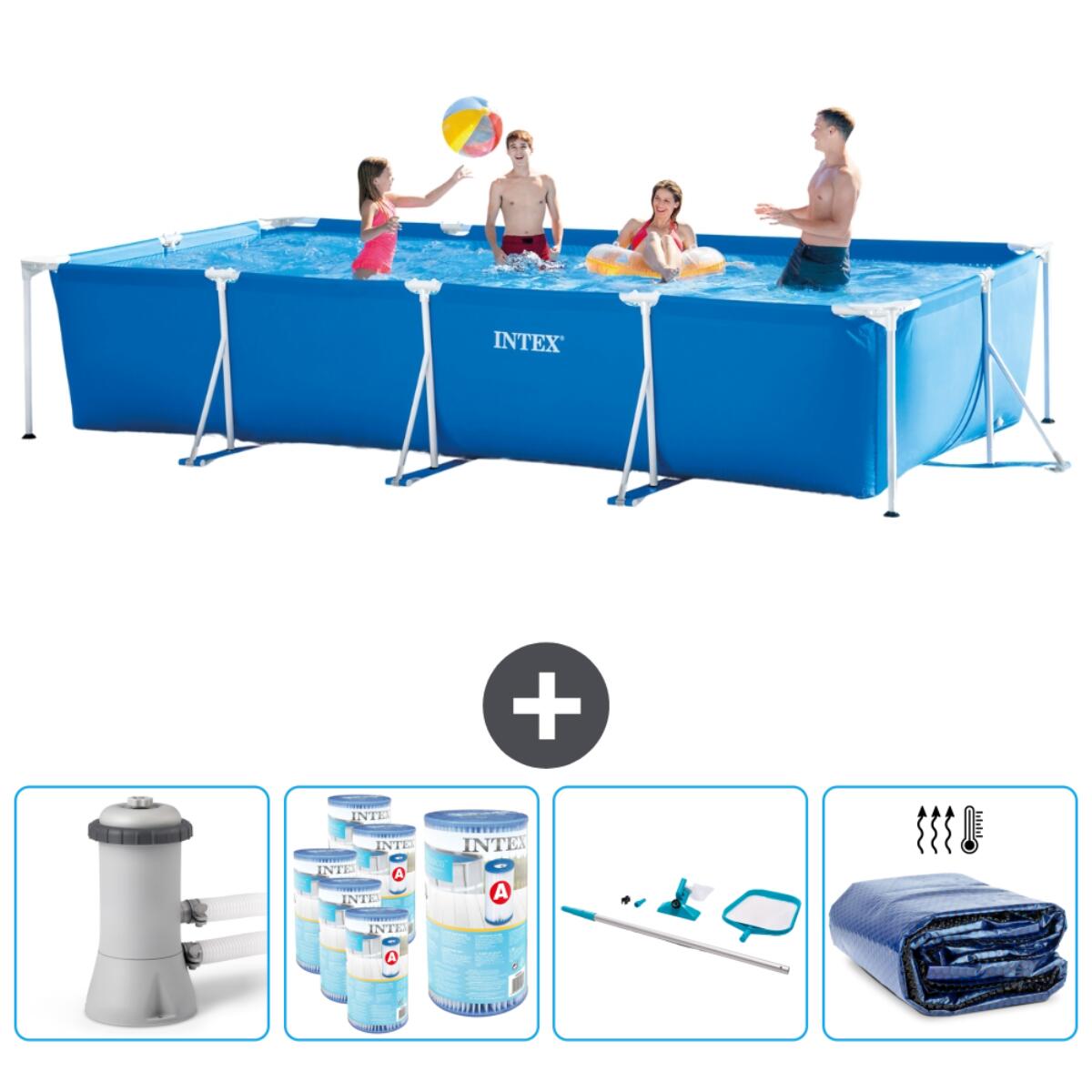 Intex - Piscine À Cadre Rectangulaire - 450x220x84 Cm + Accessoires Cb93 - Piscine - Bleu - Taille Unique - Decathlon