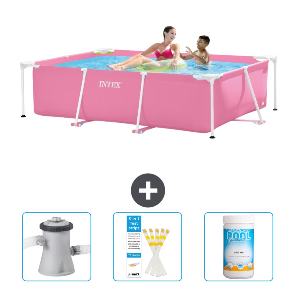 Intex - Piscine À Cadre Rectangulaire - 220x150x60 Cm + Accessoires Cb73 - Piscine - Rose - Taille Unique - Decathlon