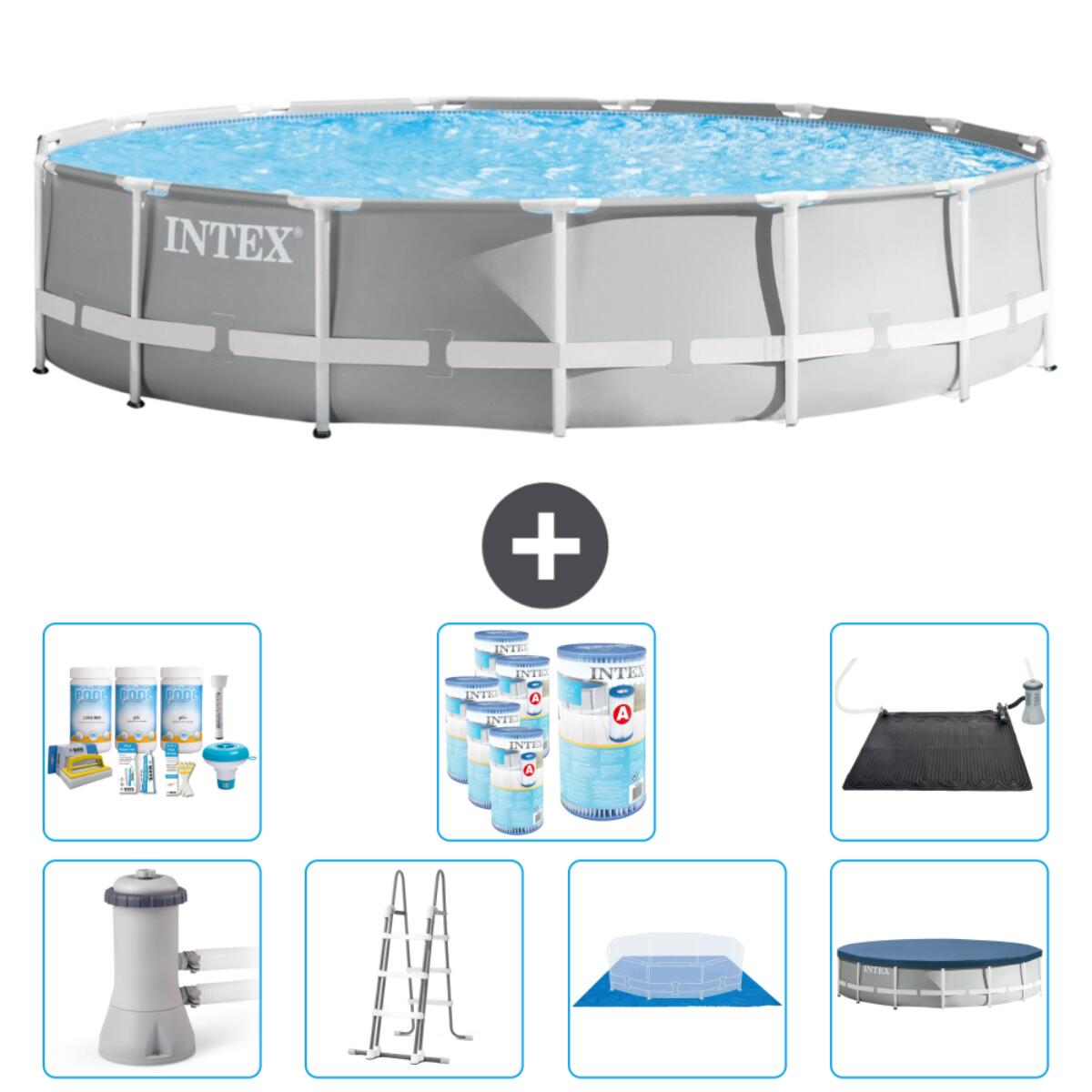 Intex - Piscine Ronde Prism Frame - 457x107 Cm + Accessoires Cb44 - Piscine - Gris - Taille Unique - Decathlon