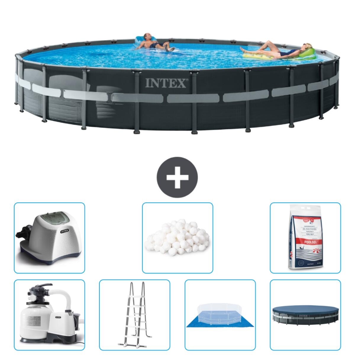 Intex - Piscine Ronde Ultra Xtr - 732x132 Cm + Accessoires Cb58 - Piscine - Gris - Taille Unique - Decathlon