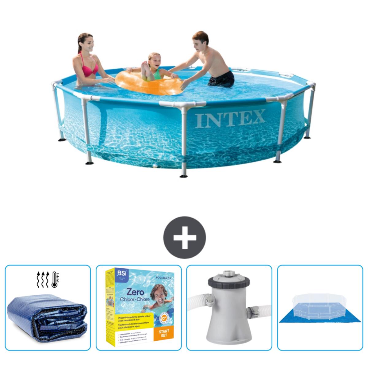Intex - Piscine À Cadre Ronde - 305x76 Cm + Accessoires Cb8 - Piscine - Bleu - Taille Unique - Decathlon
