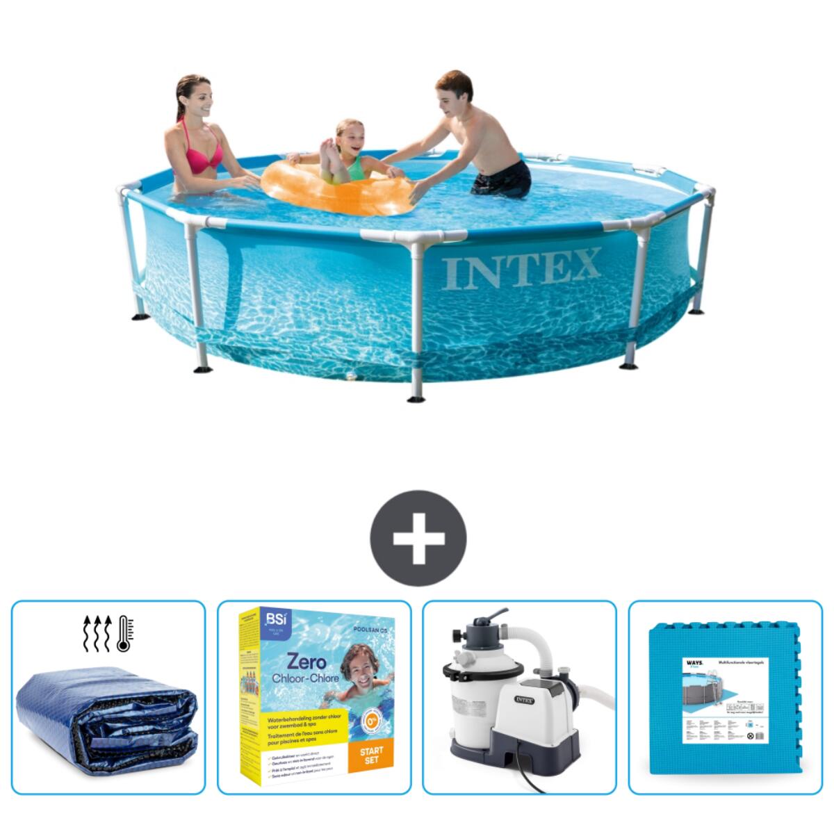 Intex - Piscine À Cadre Ronde - 305x76 Cm + Accessoires Cb67 - Piscine - Bleu - Taille Unique - Decathlon