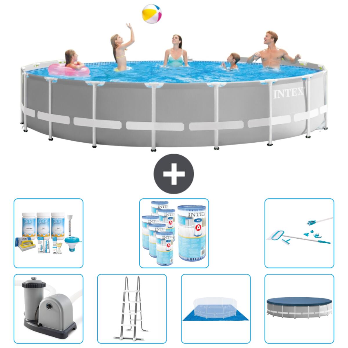 Intex - Piscine Ronde Prism Frame - 549x122 Cm + Accessoires Cb46 - Piscine - Gris - Taille Unique - Decathlon