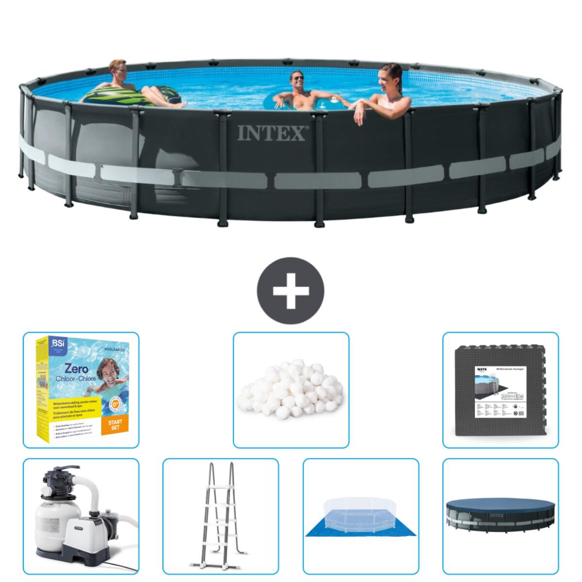 Intex - Piscine Ronde Ultra Xtr - 610x122 Cm + Accessoires Cb49 - Piscine - Gris - Taille Unique - Decathlon