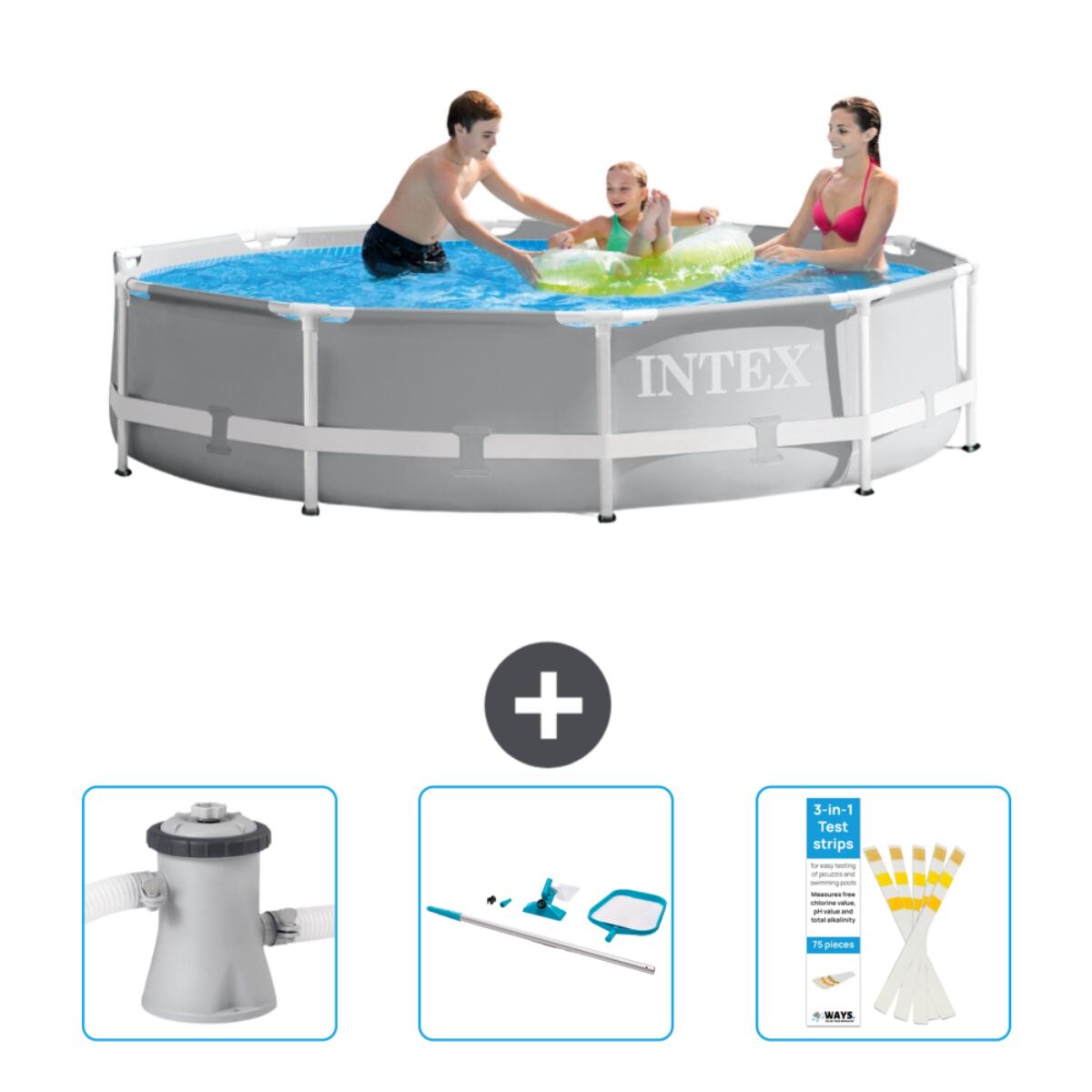 Intex - Piscine Ronde Prism Frame - 305x76 Cm + Accessoires Cb82 - Piscine - Gris - Taille Unique - Decathlon