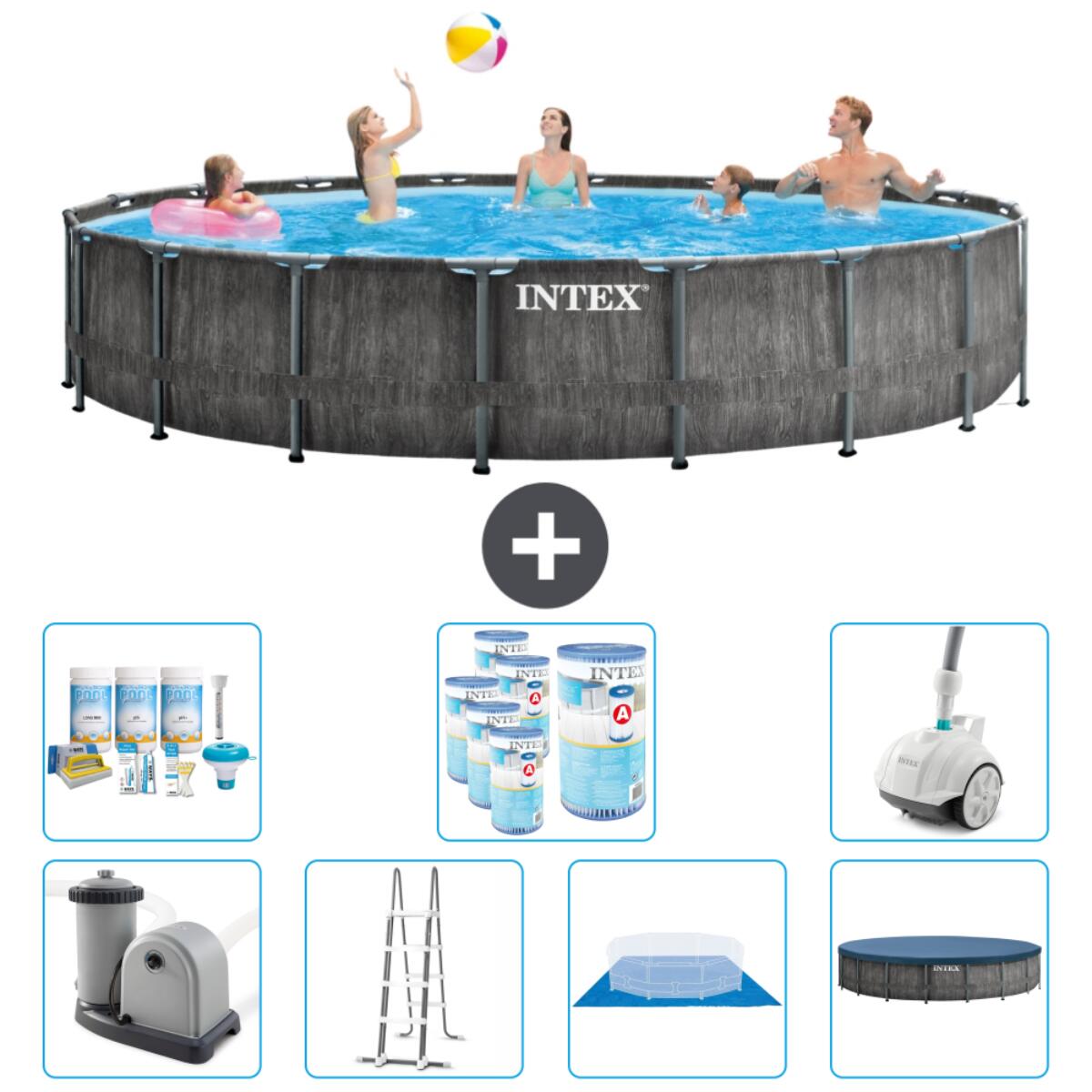 Intex - Piscine Ronde Prism Frame - 549x122 Cm + Accessoires Cb45 - Piscine - Gris - Taille Unique - Decathlon