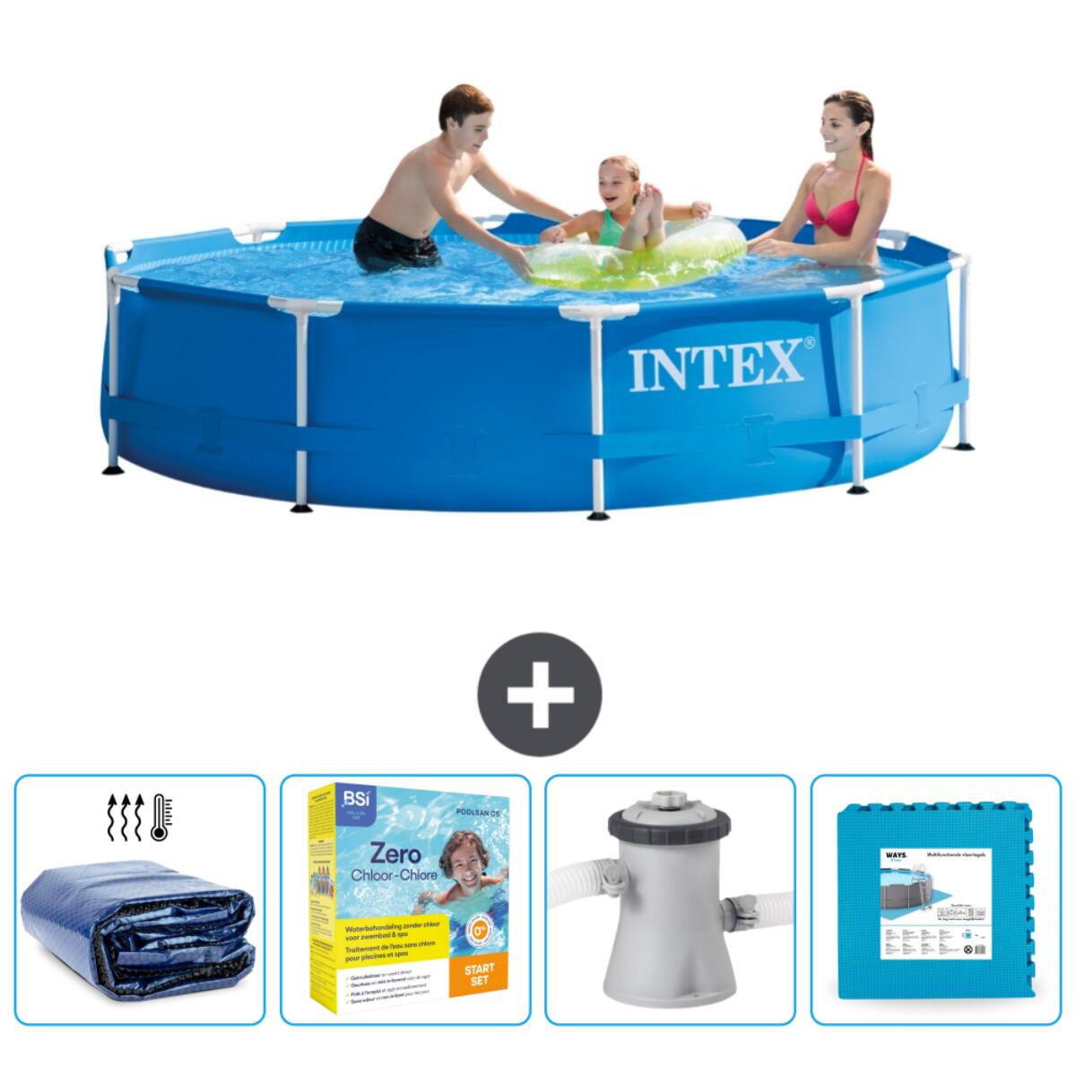 Intex - Piscine À Cadre Ronde - 305x76 Cm + Accessoires Cb9 - Piscine - Bleu - Taille Unique - Decathlon