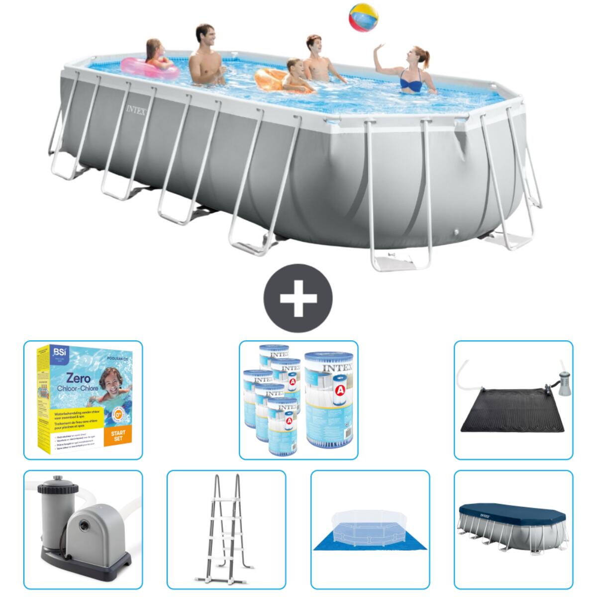INTEX Prism Frame Zwembad Ovaal - 610x305x122 cm + Accessoires CB50