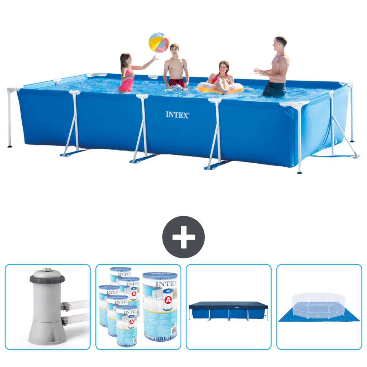 Intex - Piscine À Cadre Rectangulaire - 450x220x84 Cm + Accessoires Cb88 - Piscine - Bleu - Taille Unique - Decathlon