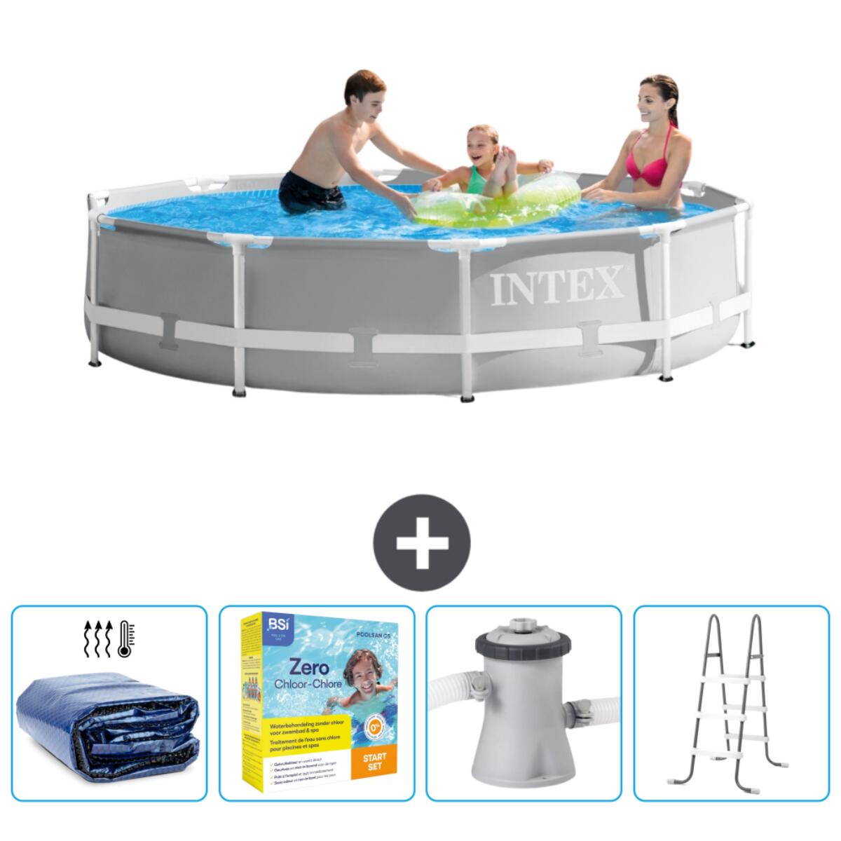 Intex - Piscine Ronde Prism Frame - 305x76 Cm + Accessoires Cb13 - Piscine - Gris - Taille Unique - Decathlon