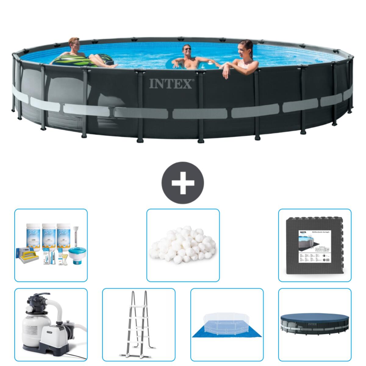 Intex - Piscine Ronde Ultra Xtr - 610x122 Cm + Accessoires Cb43 - Piscine - Gris - Taille Unique - Decathlon