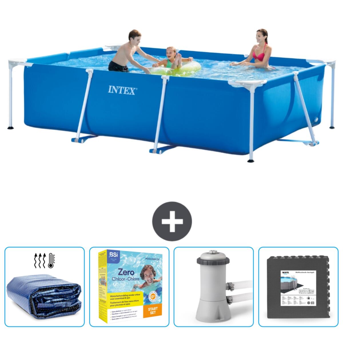 Intex - Piscine À Cadre Rectangulaire - 300x200x75 Cm + Accessoires Cb10 - Piscine - Bleu - Taille Unique - Decathlon