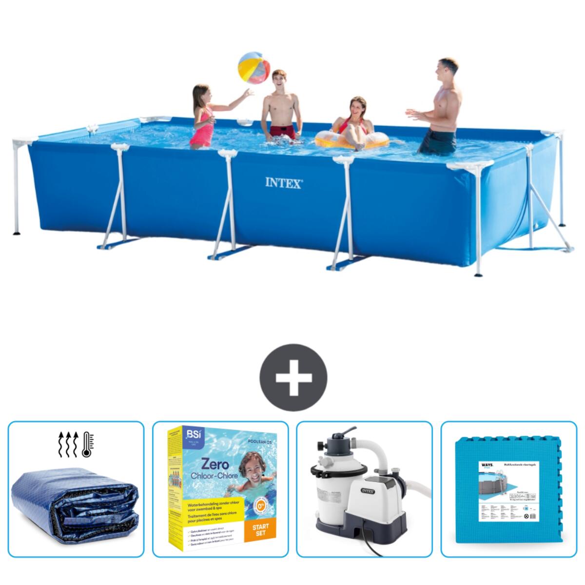 Intex - Piscine À Cadre Rectangulaire - 450x220x84 Cm + Accessoires Cb67 - Piscine - Bleu - Taille Unique - Decathlon