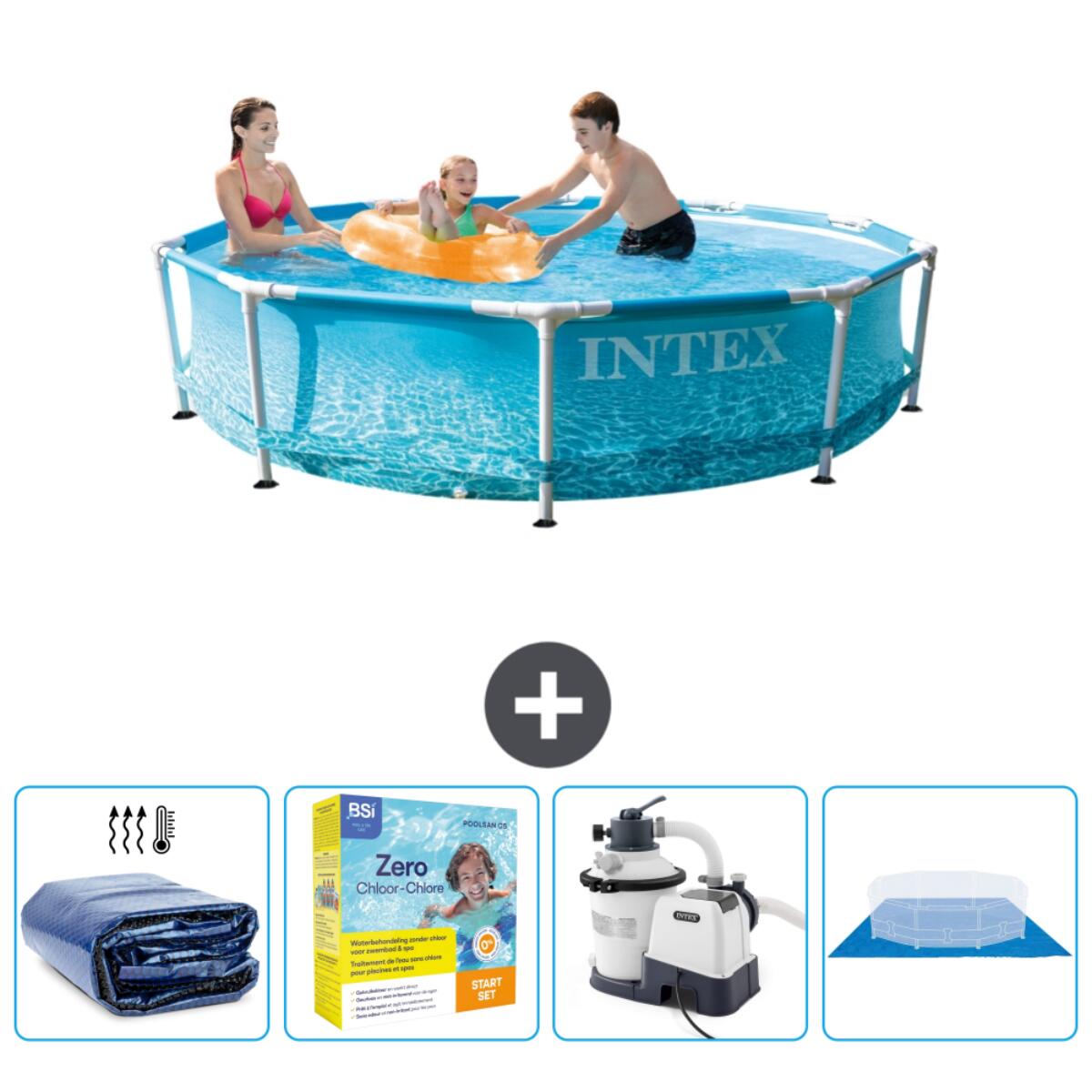 Intex - Piscine À Cadre Ronde - 305x76 Cm + Accessoires Cb66 - Piscine - Bleu - Taille Unique - Decathlon