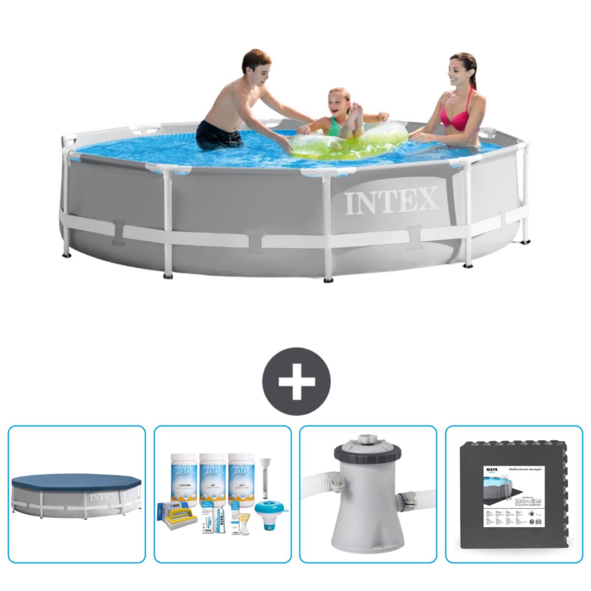 Intex - Piscine Ronde Prism Frame - 305x76 Cm + Accessoires Cb3 - Piscine - Gris - Taille Unique - Decathlon