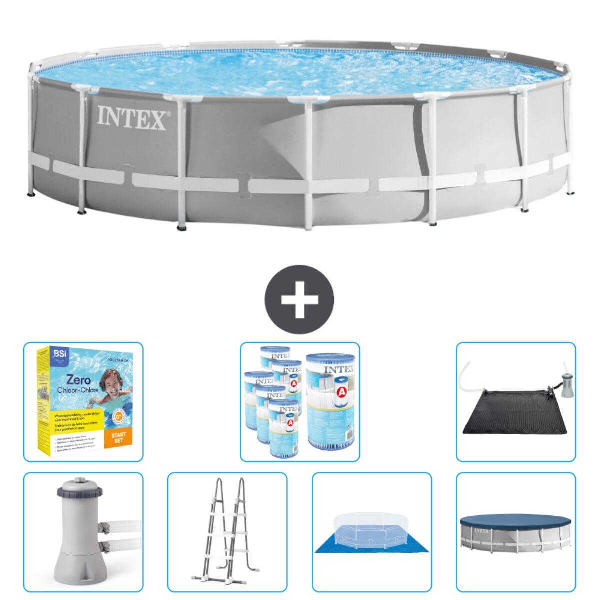 Intex - Piscine Ronde Prism Frame - 427x107 Cm + Accessoires Cb50 - Piscine - Gris - Taille Unique - Decathlon