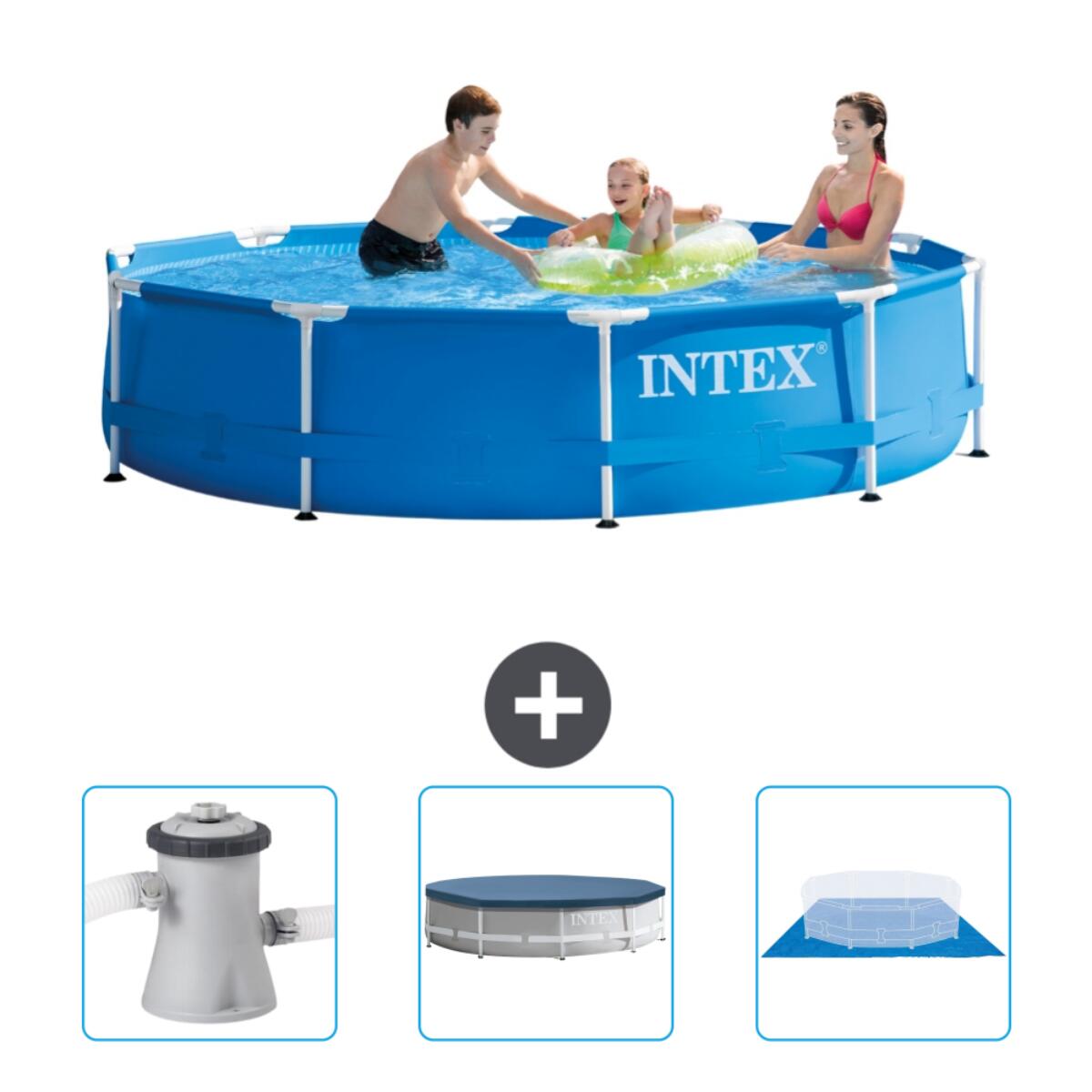 Intex - Piscine À Cadre Ronde - 305x76 Cm + Accessoires Cb76 - Piscine - Bleu - Taille Unique - Decathlon