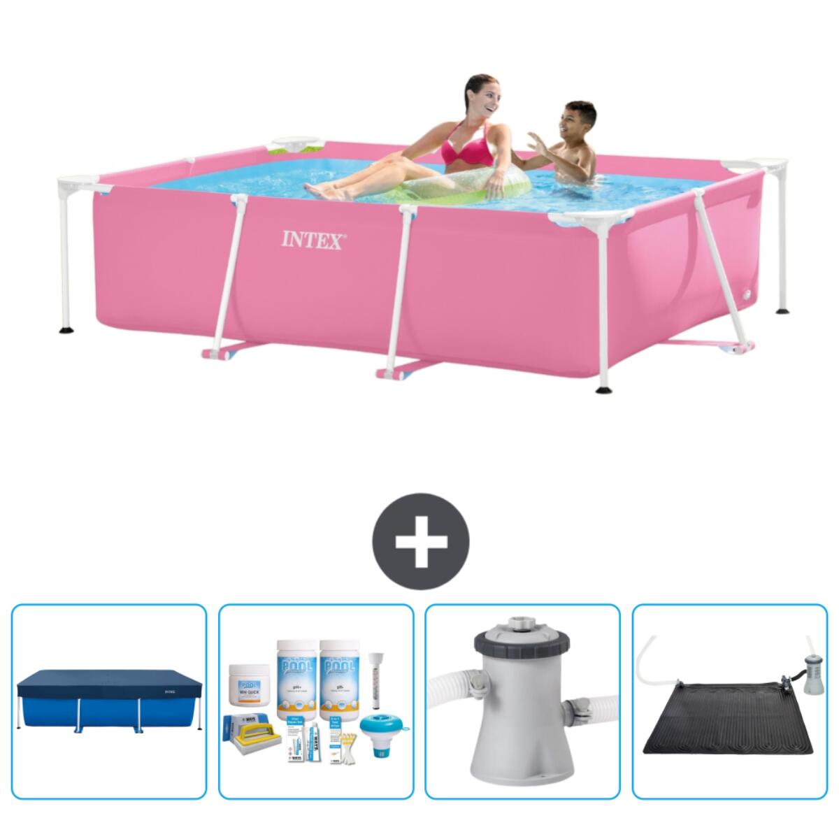 Intex - Piscine À Cadre Rectangulaire - 220x150x60 Cm + Accessoires Cb4 - Piscine - Rose - Taille Unique - Decathlon