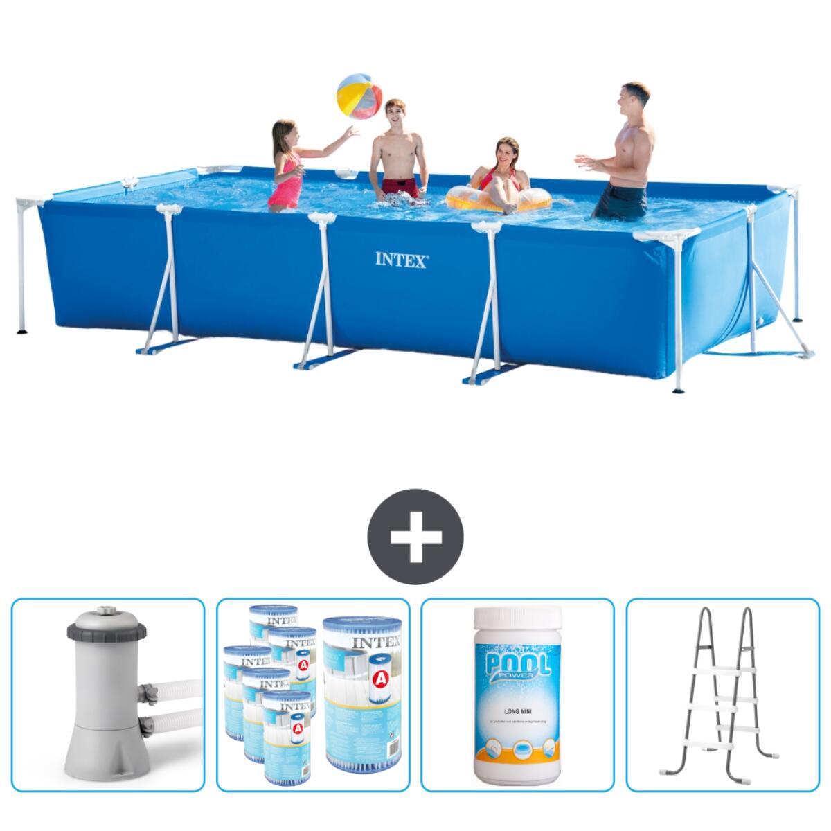 Intex - Piscine À Cadre Rectangulaire - 450x220x84 Cm + Accessoires Cb96 - Piscine - Bleu - Taille Unique - Decathlon