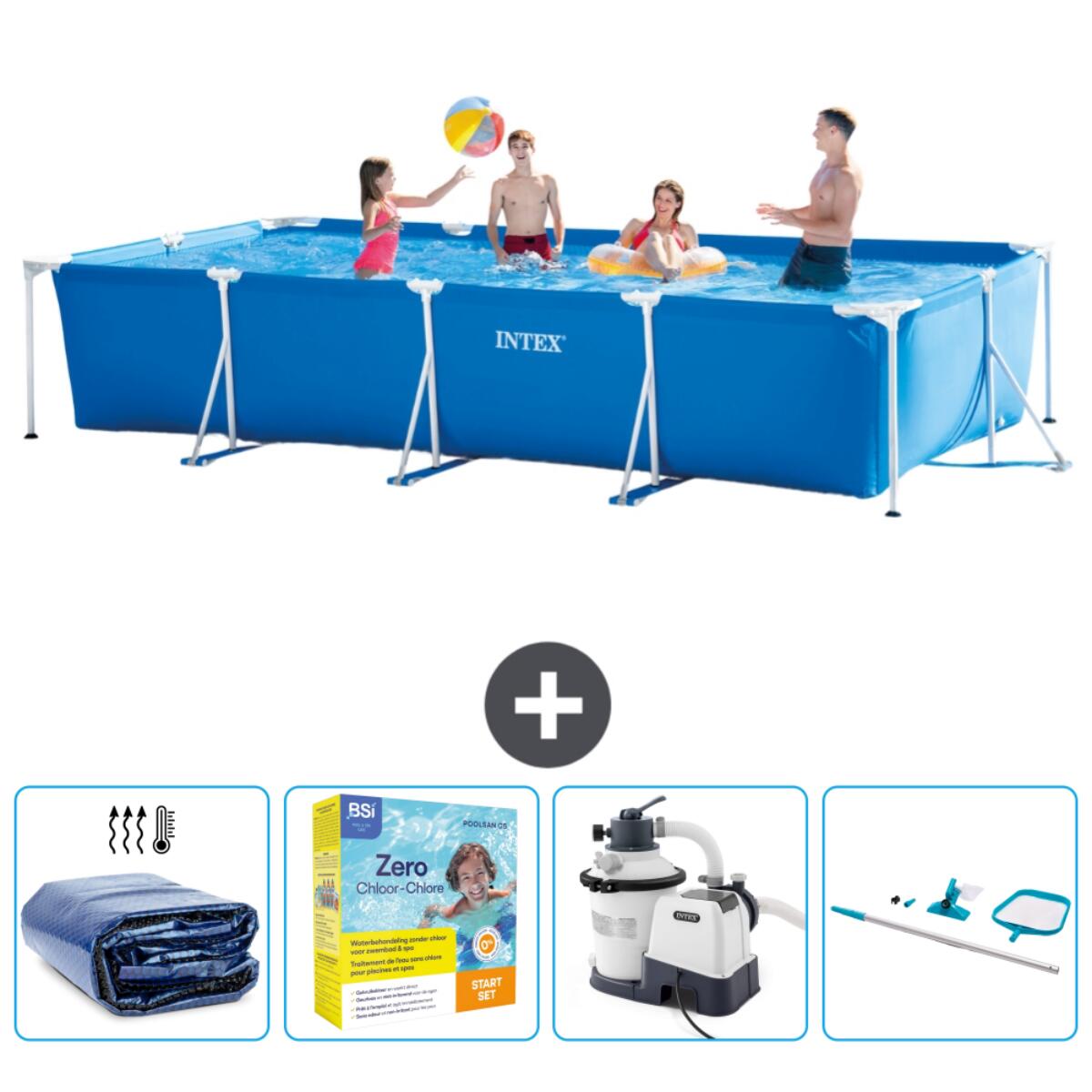 Intex - Piscine À Cadre Rectangulaire - 450x220x84 Cm + Accessoires Cb72 - Piscine - Bleu - Taille Unique - Decathlon
