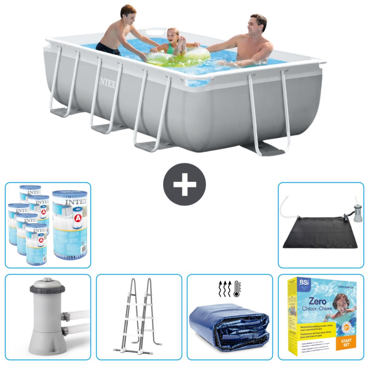 Intex - Piscine Rectangulaire Prism Frame - 300x175x80 Cm + Accessoires Cb38 - Piscine - Gris - Taille Unique - Decathlon