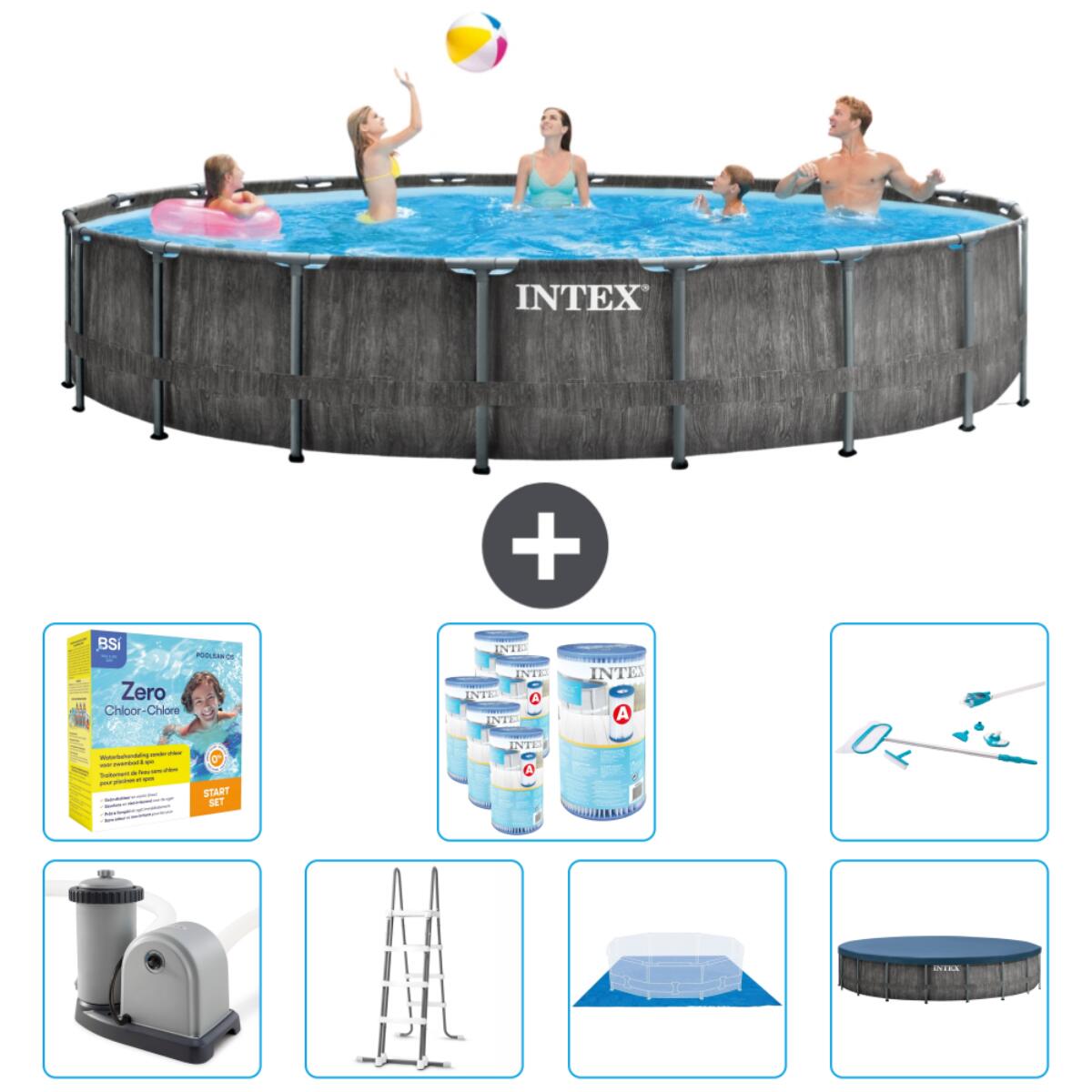 Intex - Piscine Ronde Prism Frame - 549x122 Cm + Accessoires Cb52 - Piscine - Gris - Taille Unique - Decathlon