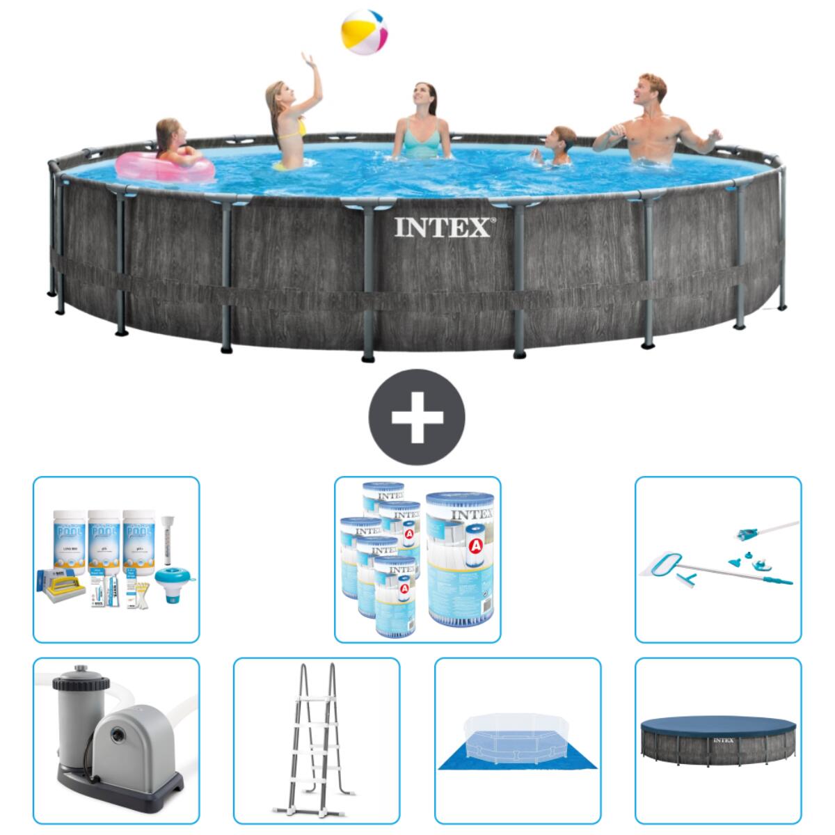 Intex - Piscine Ronde Prism Frame - 549x122 Cm + Accessoires Cb46 - Piscine - Gris - Taille Unique - Decathlon