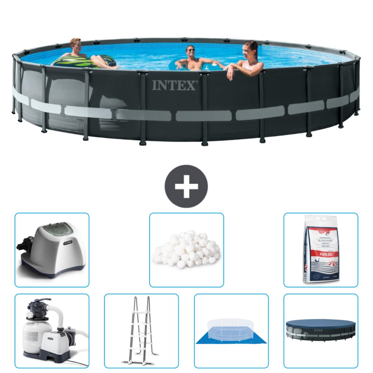 Intex - Piscine Ronde Ultra Xtr - 610x122 Cm + Accessoires Cb57 - Piscine - Gris - Taille Unique - Decathlon