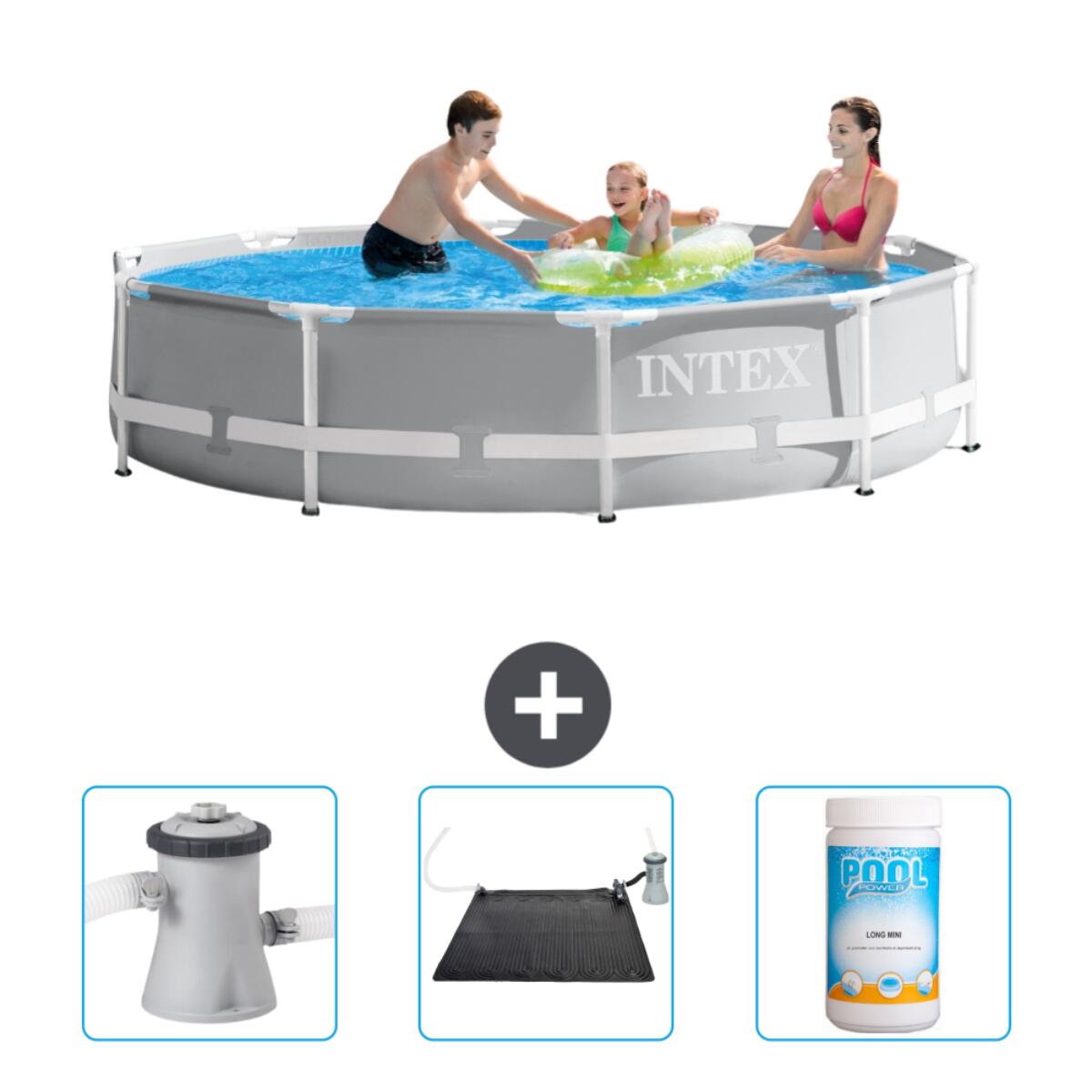 Intex - Piscine Ronde Prism Frame - 305x76 Cm + Accessoires Cb80 - Piscine - Gris - Taille Unique - Decathlon