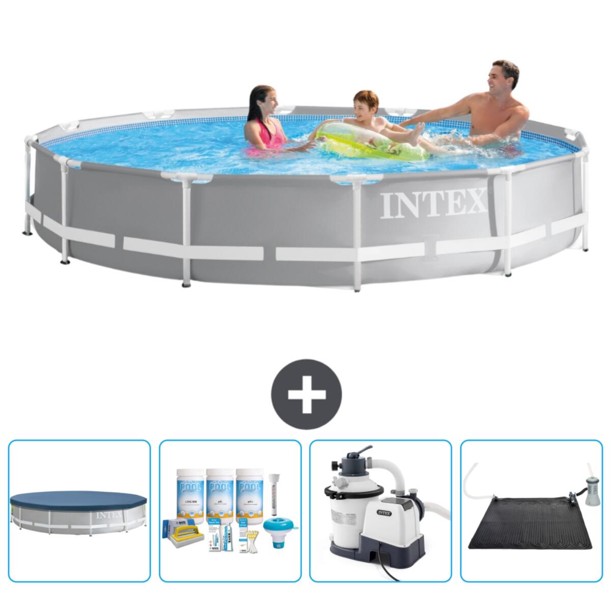 Intex - Piscine Ronde Prism Frame - 366x76 Cm + Accessoires Cb62 - Piscine - Gris - Taille Unique - Decathlon